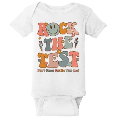 Rock The Test Dont Stress Just Do Your Best Teacher Retro Baby Bodysuit