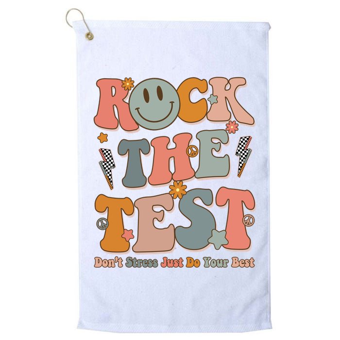 Rock The Test Dont Stress Just Do Your Best Teacher Retro Golf Towel