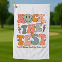 Rock The Test Dont Stress Just Do Your Best Teacher Retro Golf Towel