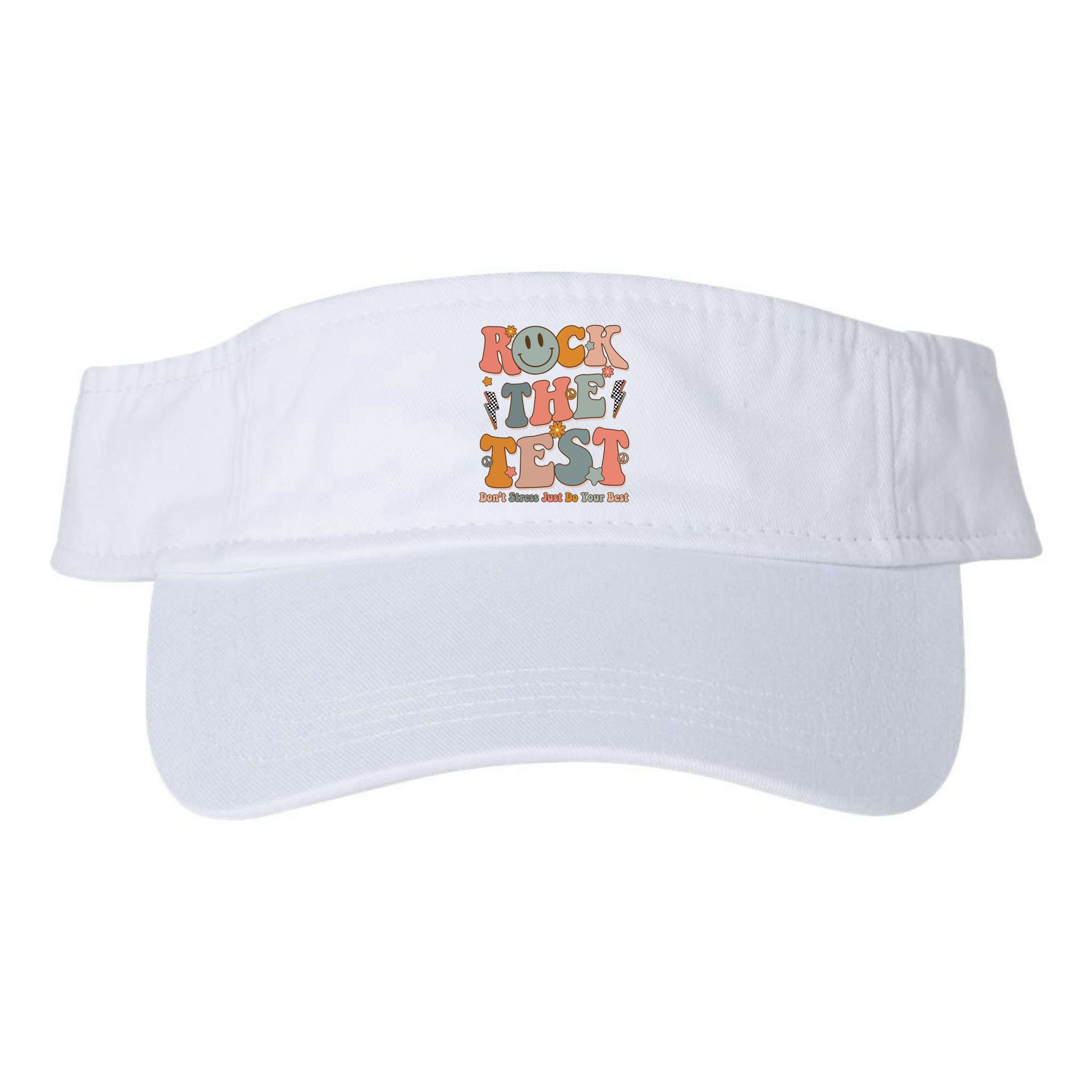 Rock The Test Dont Stress Just Do Your Best Teacher Retro Visor