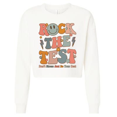 Rock The Test Dont Stress Just Do Your Best Teacher Retro Cropped Pullover Crew