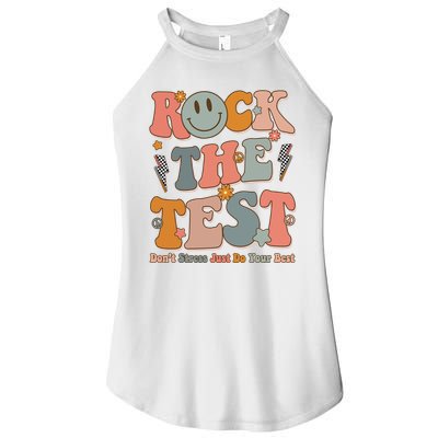 Rock The Test Dont Stress Just Do Your Best Teacher Retro Women's Perfect Tri Rocker Tank