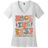 Rock The Test Dont Stress Just Do Your Best Teacher Retro Women's V-Neck T-Shirt