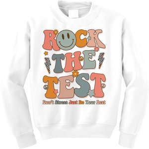 Rock The Test Dont Stress Just Do Your Best Teacher Retro Kids Sweatshirt