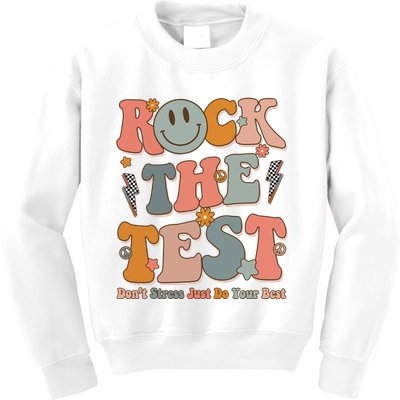 Rock The Test Dont Stress Just Do Your Best Teacher Retro Kids Sweatshirt
