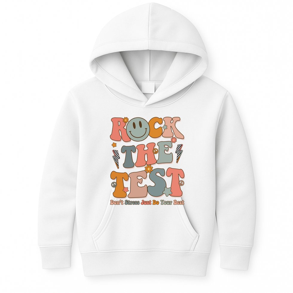 Rock The Test Dont Stress Just Do Your Best Teacher Retro Kids Hoodie