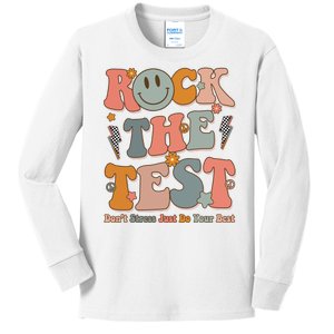 Rock The Test Dont Stress Just Do Your Best Teacher Retro Kids Long Sleeve Shirt