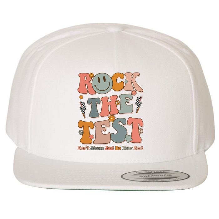 Rock The Test Dont Stress Just Do Your Best Teacher Retro Wool Snapback Cap