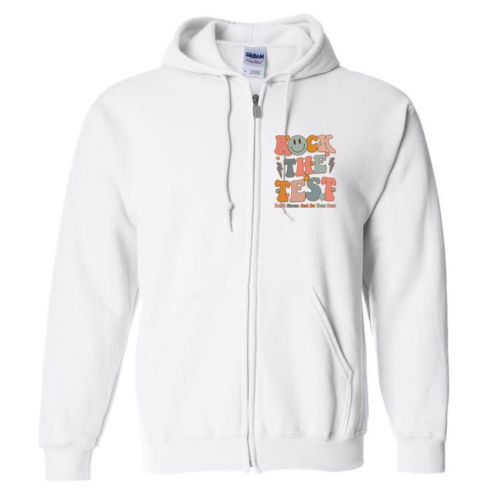 Rock The Test Dont Stress Just Do Your Best Teacher Retro Full Zip Hoodie