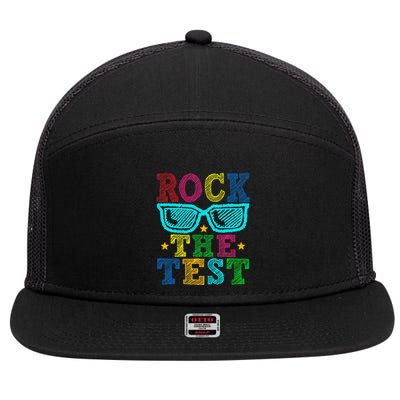 Rock The Test Testing Day Teacher 7 Panel Mesh Trucker Snapback Hat