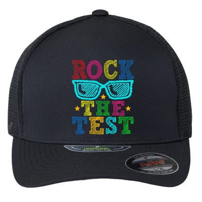 Rock The Test Testing Day Teacher Flexfit Unipanel Trucker Cap