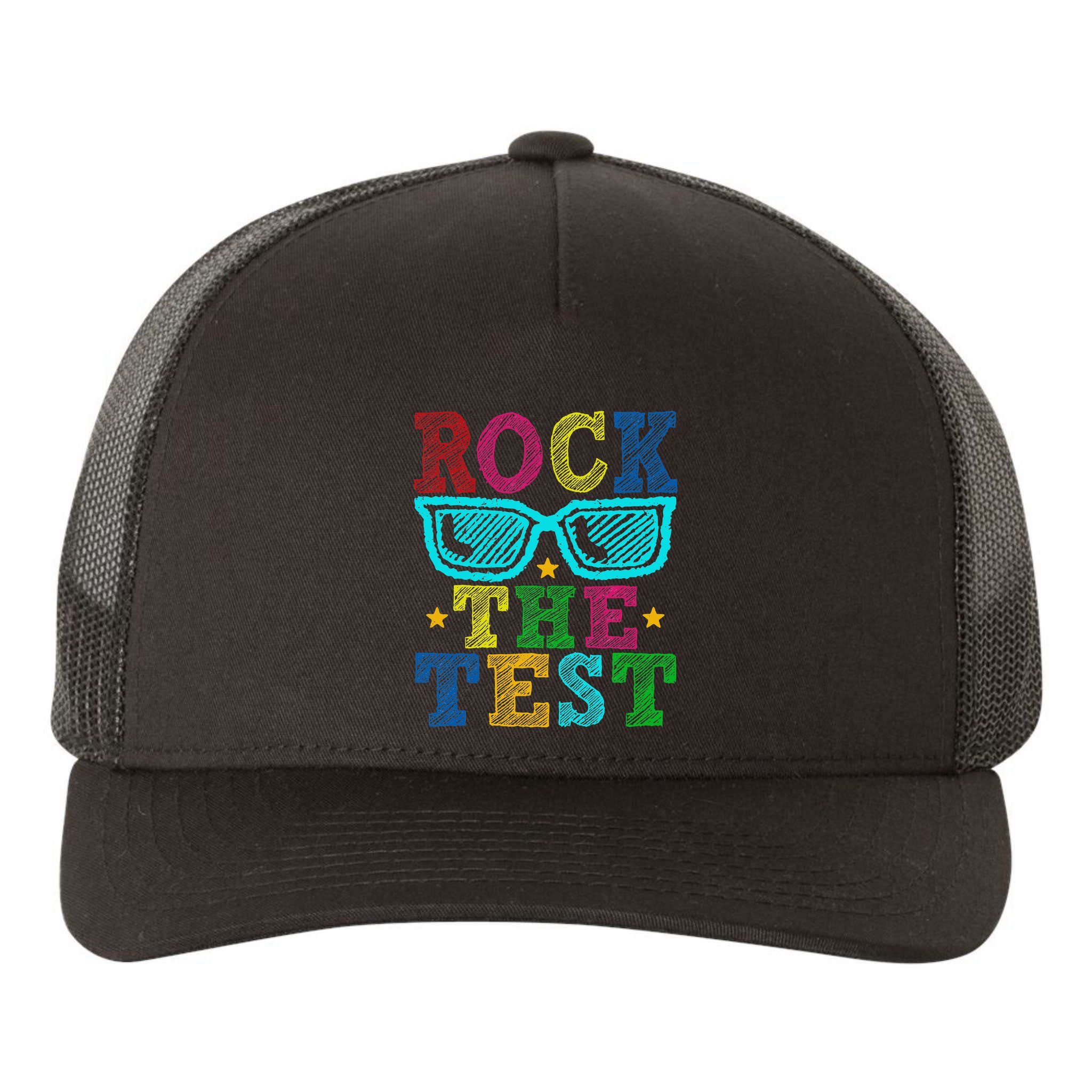 Rock The Test Testing Day Teacher Yupoong Adult 5-Panel Trucker Hat