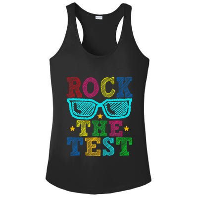 Rock The Test Testing Day Teacher Ladies PosiCharge Competitor Racerback Tank