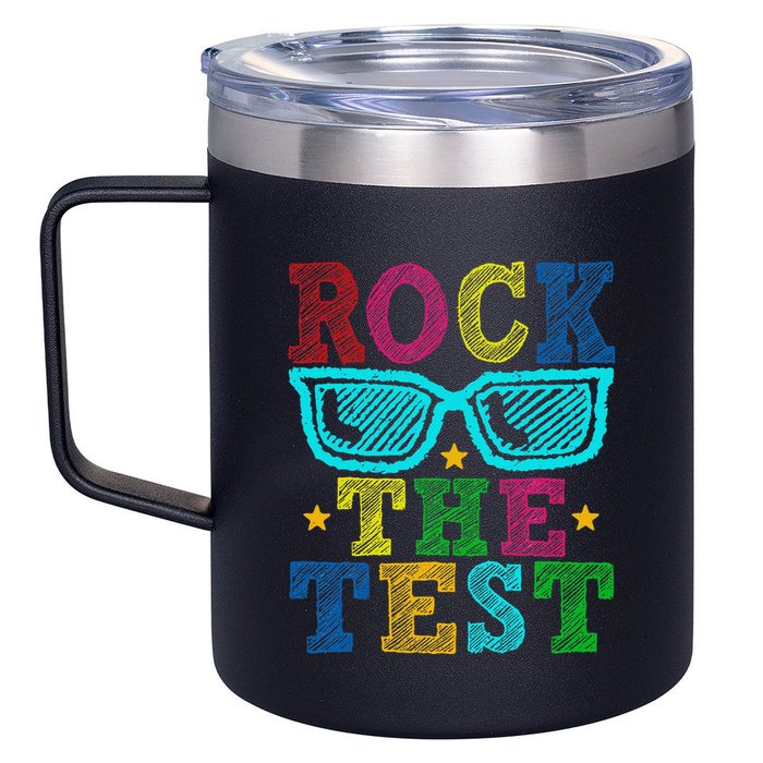 Rock The Test Testing Day Teacher 12oz Stainless Steel Coffee Mug