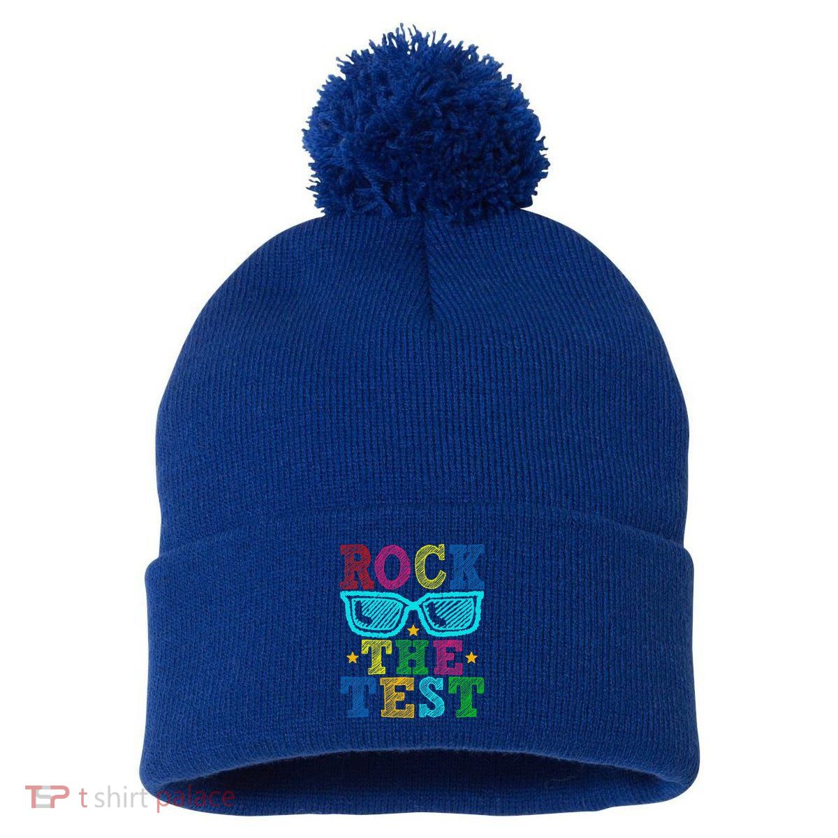 Rock The Test Testing Day Teacher Pom Pom 12in Knit Beanie