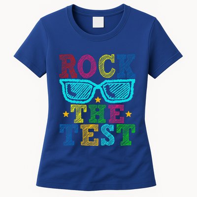 Rock The Test Testing Day Teacher Womens T-Shirt