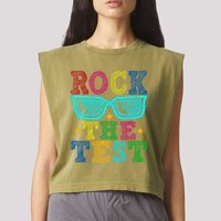 Rock The Test Testing Day Teacher Garment-Dyed Women's Muscle Tee
