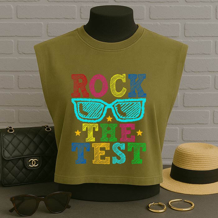 Rock The Test Testing Day Teacher Garment-Dyed Women's Muscle Tee
