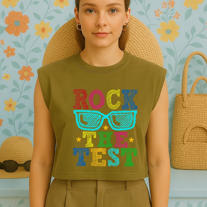 Rock The Test Testing Day Teacher Garment-Dyed Women's Muscle Tee