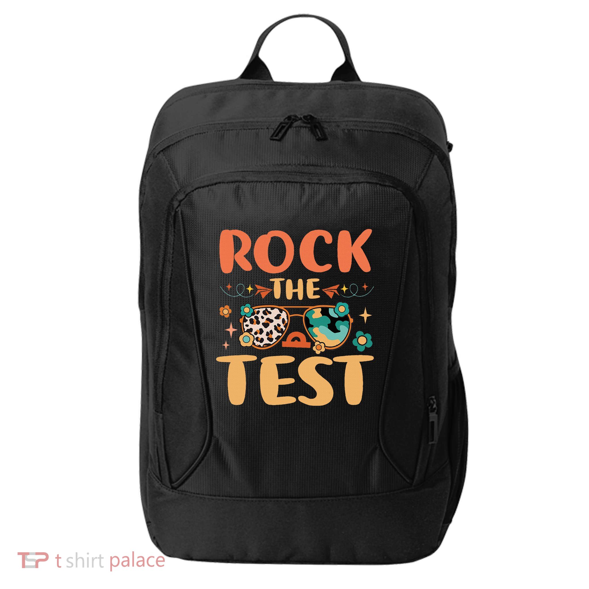 Rock The Test Dont Stress Testing Day Teachers Students City Backpack