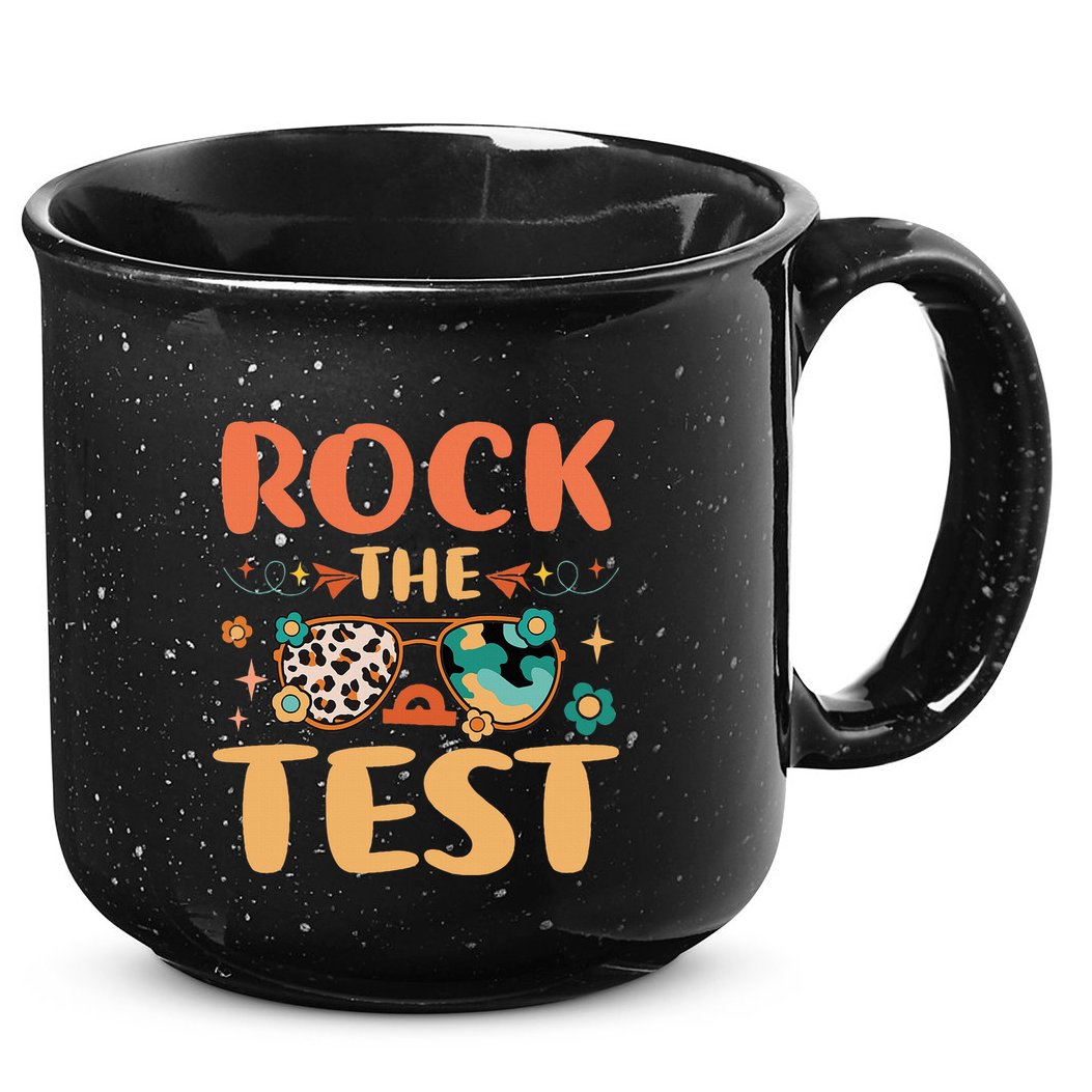 Rock The Test Dont Stress Testing Day Teachers Students 15oz Campfire Ceramic Mug