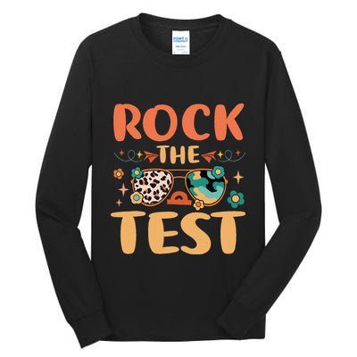 Rock The Test Dont Stress Testing Day Teachers Students Tall Long Sleeve T-Shirt