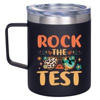 Rock The Test Dont Stress Testing Day Teachers Students 12oz Stainless Steel Coffee Mug