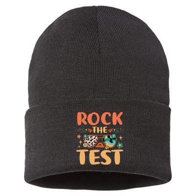 Rock The Test Dont Stress Testing Day Teachers Students Sustainable Knit Beanie
