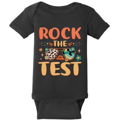 Rock The Test Dont Stress Testing Day Teachers Students Baby Bodysuit