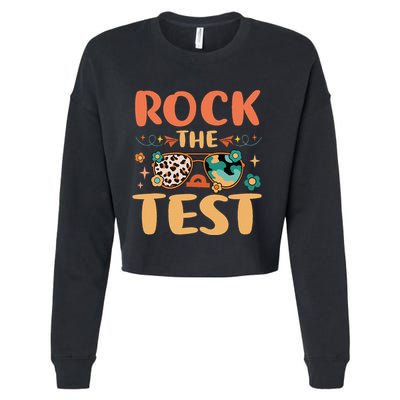 Rock The Test Dont Stress Testing Day Teachers Students Cropped Pullover Crew