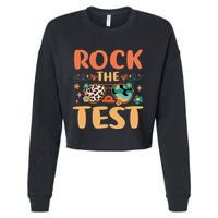 Rock The Test Dont Stress Testing Day Teachers Students Cropped Pullover Crew