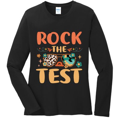 Rock The Test Dont Stress Testing Day Teachers Students Ladies Long Sleeve Shirt