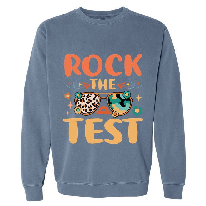 Rock The Test Dont Stress Testing Day Teachers Students Garment-Dyed Sweatshirt