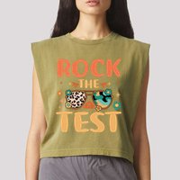 Rock The Test Dont Stress Testing Day Teachers Students Garment-Dyed Women's Muscle Tee
