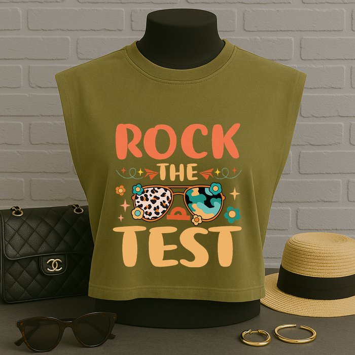 Rock The Test Dont Stress Testing Day Teachers Students Garment-Dyed Women's Muscle Tee