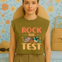 Rock The Test Dont Stress Testing Day Teachers Students Garment-Dyed Women's Muscle Tee