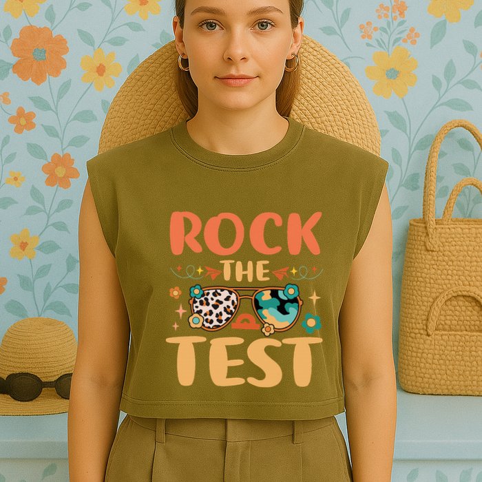 Rock The Test Dont Stress Testing Day Teachers Students Garment-Dyed Women's Muscle Tee