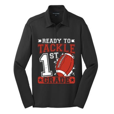 Ready To Tackle 1st Grade Football First Day Silk Touch Performance Long Sleeve Polo