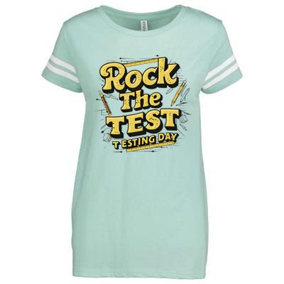 Rock The Test Retro Motivational Teacher Student Enza Ladies Jersey Football T-Shirt