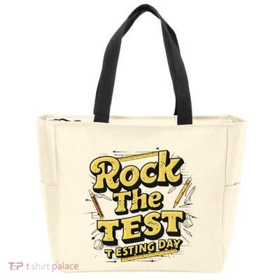 Rock The Test Retro Motivational Teacher Student Zip Tote Bag