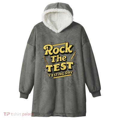 Rock The Test Retro Motivational Teacher Student Hooded Wearable Blanket