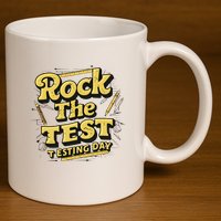 Rock The Test Retro Motivational Teacher Student 11oz C Handle Ceramic Mug