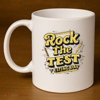 Rock The Test Retro Motivational Teacher Student 11oz C Handle Ceramic Mug