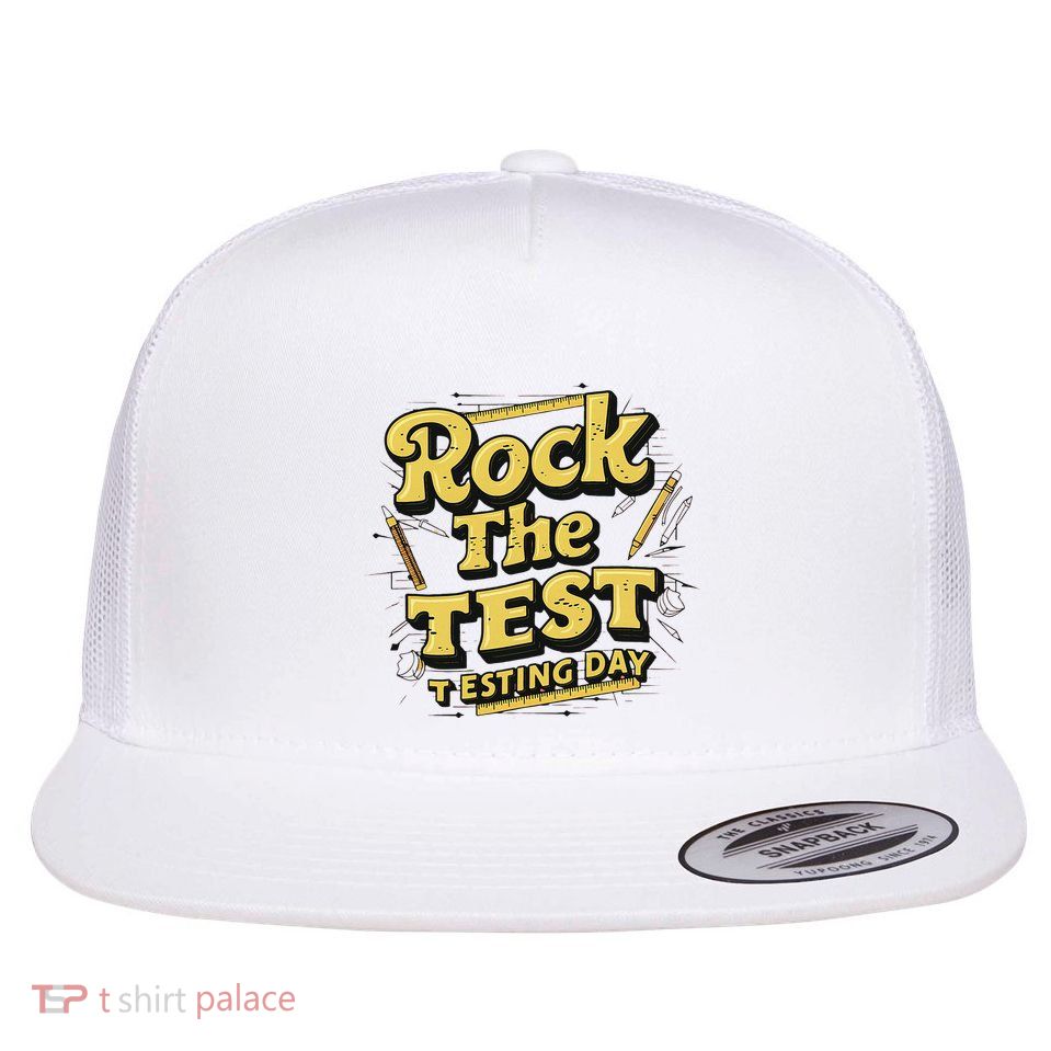 Rock The Test Retro Motivational Teacher Student Flatbill Hat