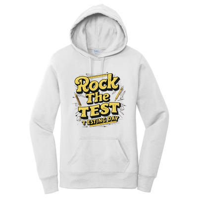 Rock The Test Retro Motivational Teacher Student Women's Pullover Hoodie
