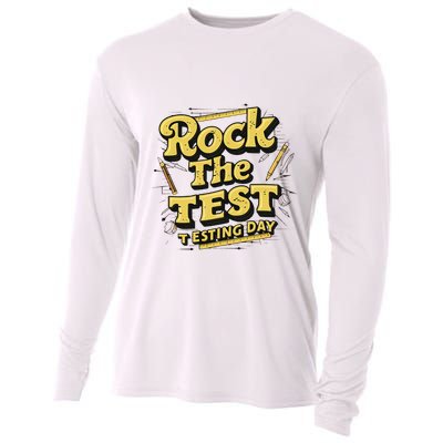 Rock The Test Retro Motivational Teacher Student Cooling Performance Long Sleeve Crew