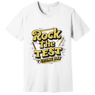 Rock The Test Retro Motivational Teacher Student Premium T-Shirt