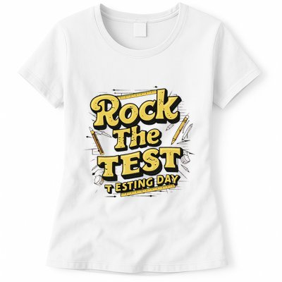 Rock The Test Retro Motivational Teacher Student Womens T-Shirt