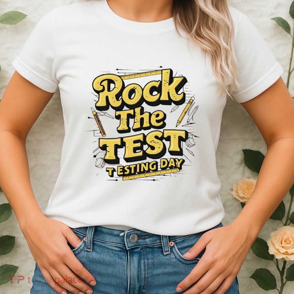 Rock The Test Retro Motivational Teacher Student Womens T-Shirt