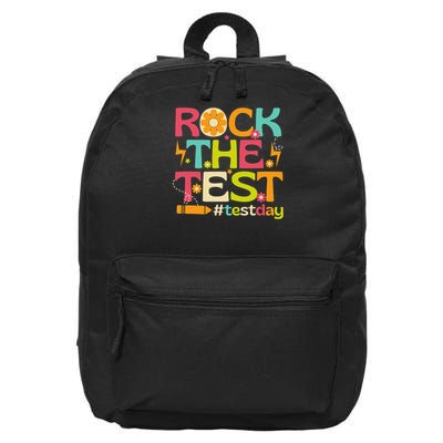 Rock The Test Testing Day Retro Smile Face Teacher Student 16 in Basic Backpack